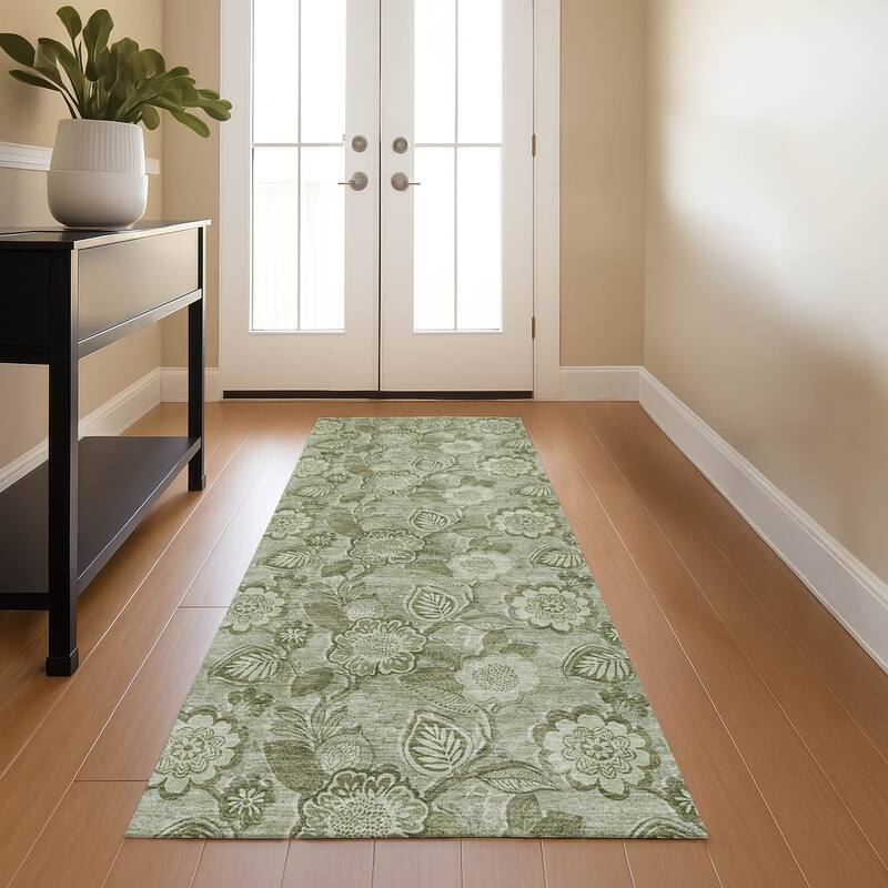Premium Washable Super Soft Traditional Mayfield Rug - Aloe - 2'3" x 7'6"