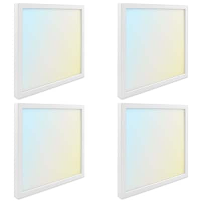 Luxrite 9 Inch Square LED Flush Mount Light, 18W 1250LM, 5CCT 2700K-5000K, Dimmable, ETL 4-Pack