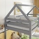 preview thumbnail 5 of 33, Wooden Twin over Twin Bunk Bed with House Roof, Ladder, Guardrails, and Under-Bed Storage