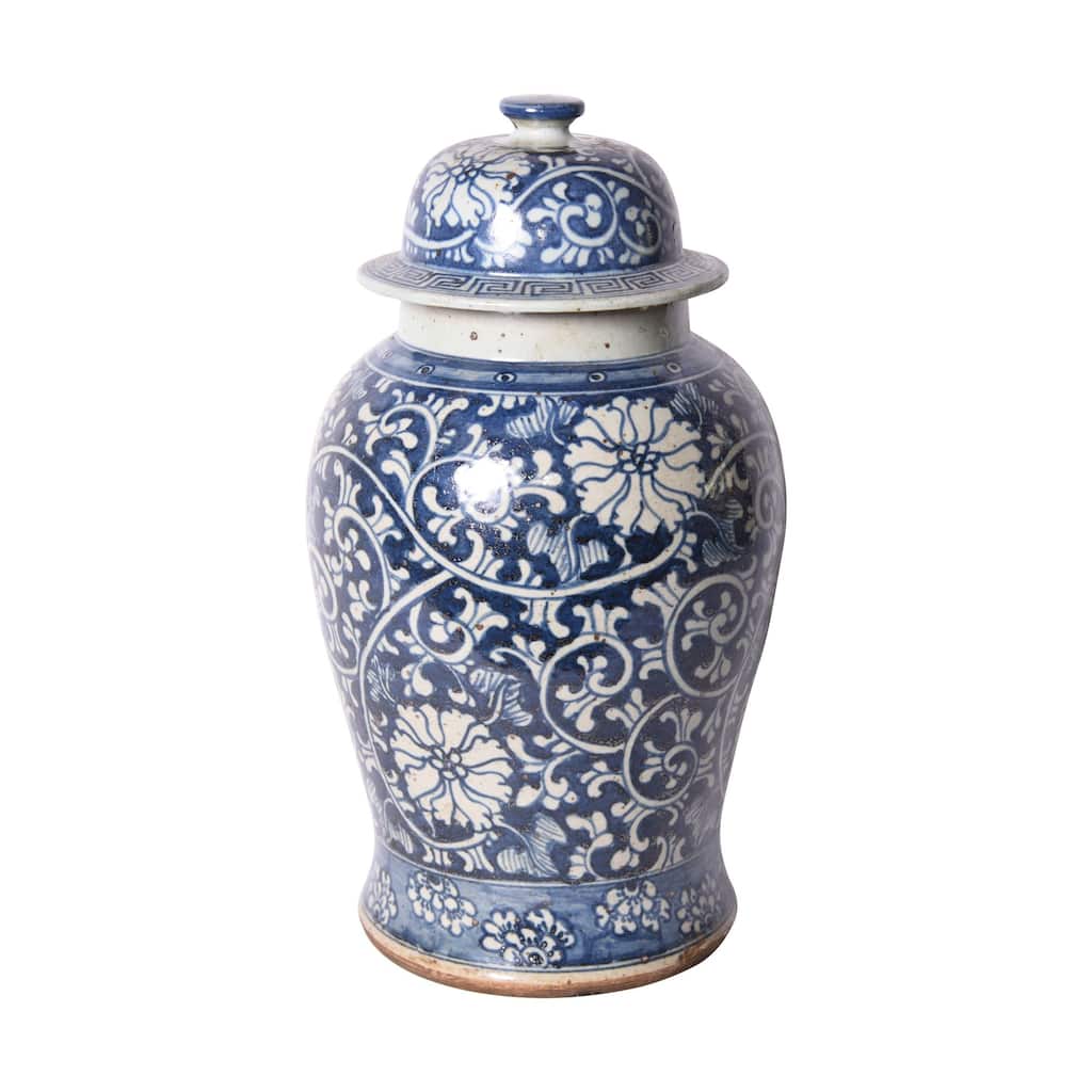 Dynasty Curly Vine & Flower Temple Decorative Jar