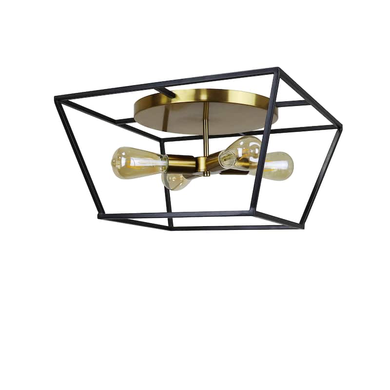 Farmhouse 4-light Two-Toned Flush Mount Fixture - Two Toned