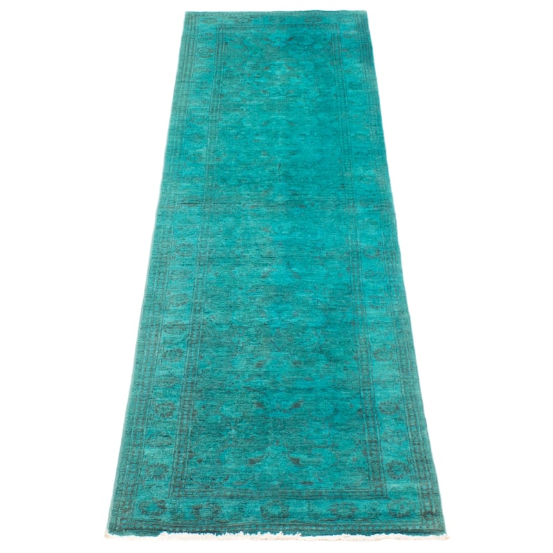 ECARPETGALLERY Hand-knotted Vibrance Teal Wool Rug - 2'8 x 9'3