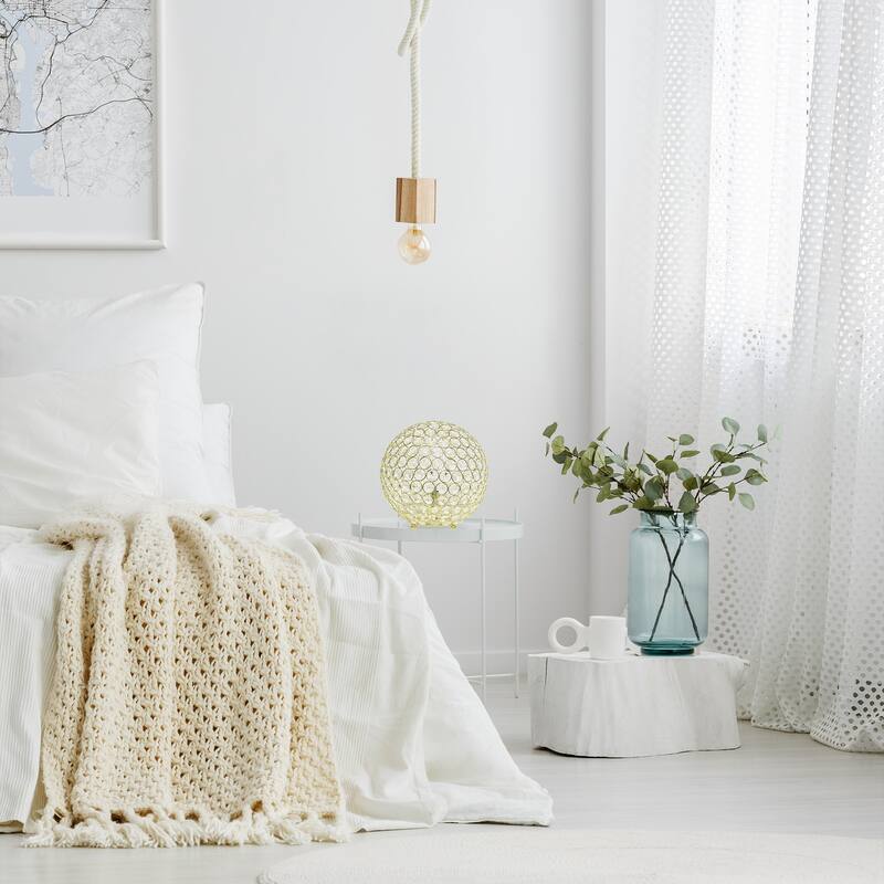 Metal Sphere Table Lamp - 10" Round Orb Light for Living Room, Bedroom Decor - Gold Finish