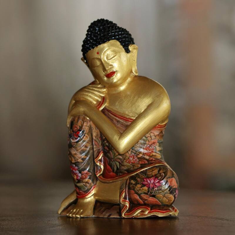Novica Handmade Buddha Garden Wood Sculpture