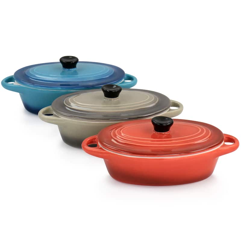Crockpot Wexford 3Pc 6.7oz Stoneware Mini Oval Casserole Set