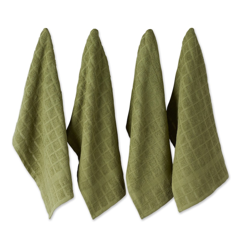 DII Solid Honey Gold Windowpane Terry Dishtowel 4 Piece
