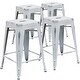 preview thumbnail 15 of 18, Backless Distressed Indoor/Outdoor Counter Height Stool (Set of 4) White