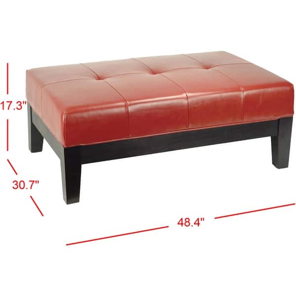 SAFAVIEH Red Bicast Leather Cocktail Ottoman