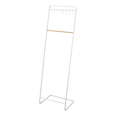 Yamazaki Home Coat Rack with Hat Storage, Steel and Wood - L 16.54 x W 19.69 x H 65.75 inches