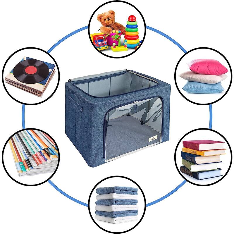 Storage Bins, Foldable Stackable Container Organizer Set with Large Window & Carry Handles