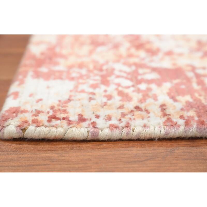 Hand Knotted Oriental Viscose Silk Carpet Modern Abstract Oranges & Rust Abstract Area Rug - 3' 11'' X 2' 0''