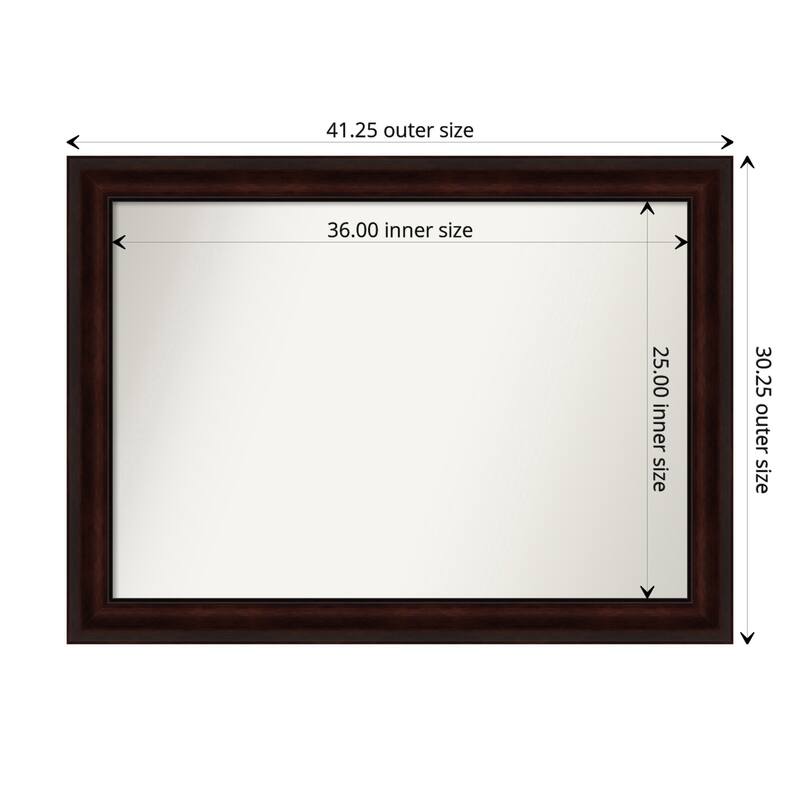 Coffee Bean Brown Framed Non-Beveled Custom Wall Mirror, Bathroom Vanity Mirror - Outer Size: 41.25 x 30.25