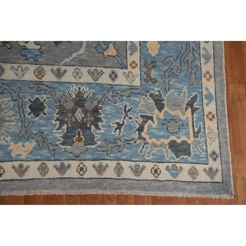 Hand Knotted Oriental 100% Wool Carpet Transitional All-Over Greys & Charcoal Oushak Area Rug - 11' 7'' X 7' 11''