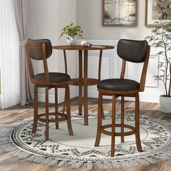 slide 2 of 24, Irvi Traditional Rubberwood 3-Piece Barstool Counter Height Dining Set by Furniture of America