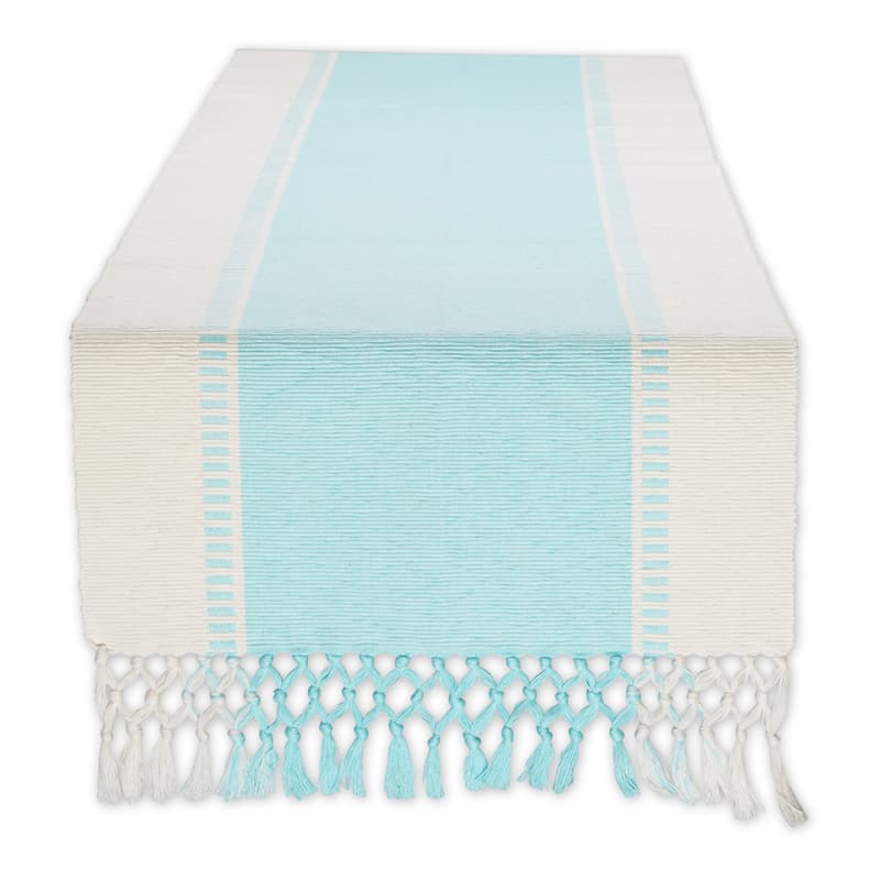 DII Striped Fringe Ribbed Table Runner 13x72"