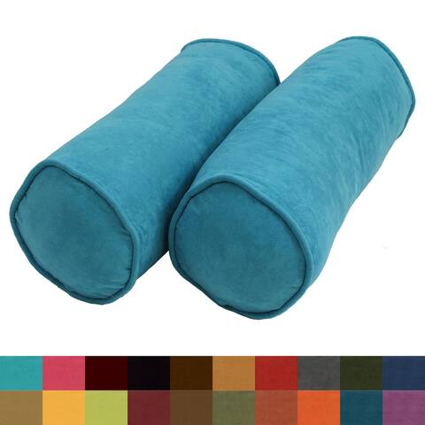 20-inch by 8-inch Corded Microsuede Bolster Pillows (Set of 2)