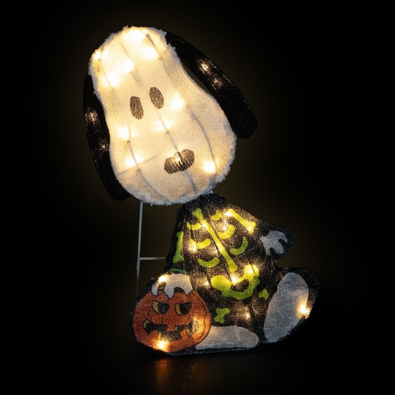 LED Lighted Skeleton Snoopy Outdoor Halloween Yard Decoration - 18"