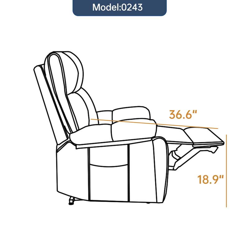 Large Electric Power Lift Recliner with Massage Heat and Dual Side Pockets
