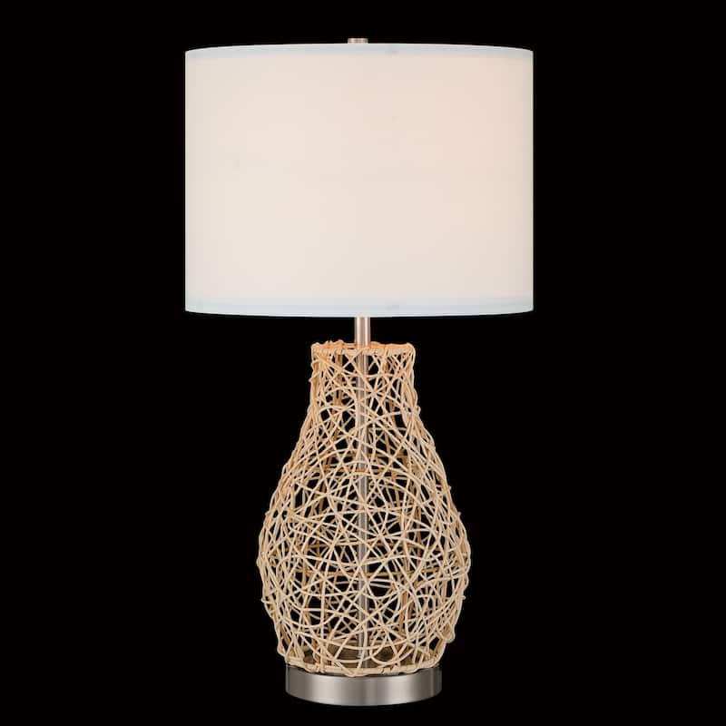 Acroma Natural Braided Table Lamp with Fabric Shade