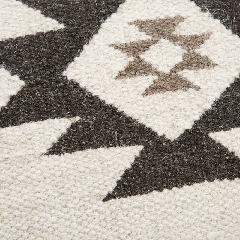 Rizzy Home Ivory, Brown, and Black Southwest Wool Top Throw Pillow