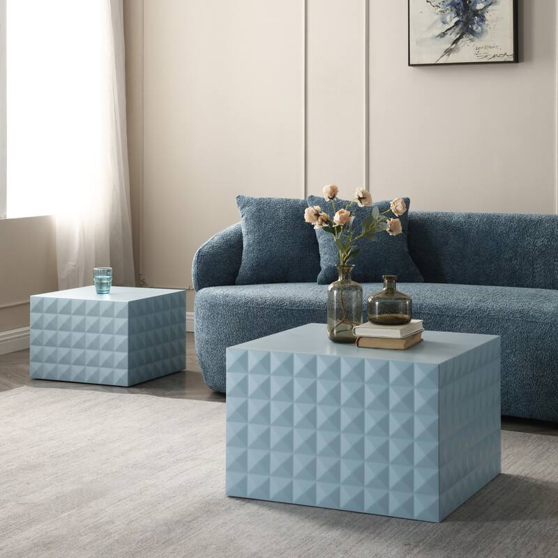 Modern Glam Square Nesting Coffee End Side Table for Living Room(Set of 2)