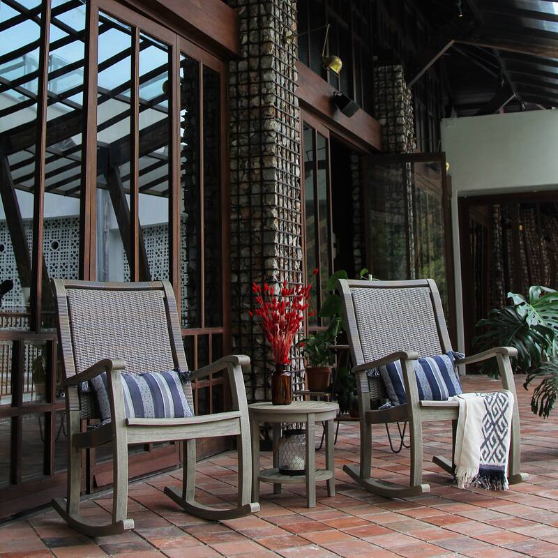 Cambridge Casual Clayton Mahogany/ PE Wicker Porch Rocking Chair