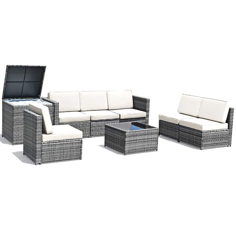 Costway 8 PCS Wicker Sofa Rattan Furniture Set Patio Furniture w/