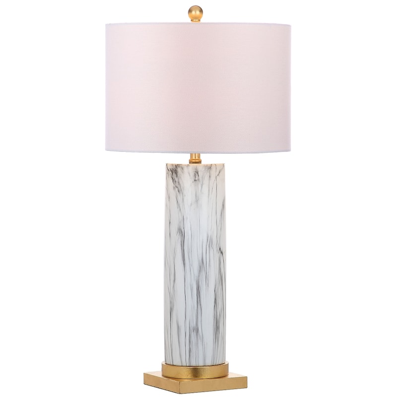 SAFAVIEH Lighting 31.25-inch Sonia Marble Black/ White Table Lamp (Set of 2) - 15"x15"x31.25"