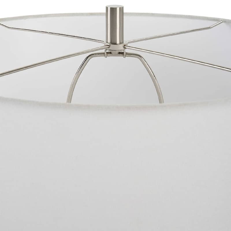 Glossy Ceramic Table Lamp with Tapered Shade - 27" - Blue and White