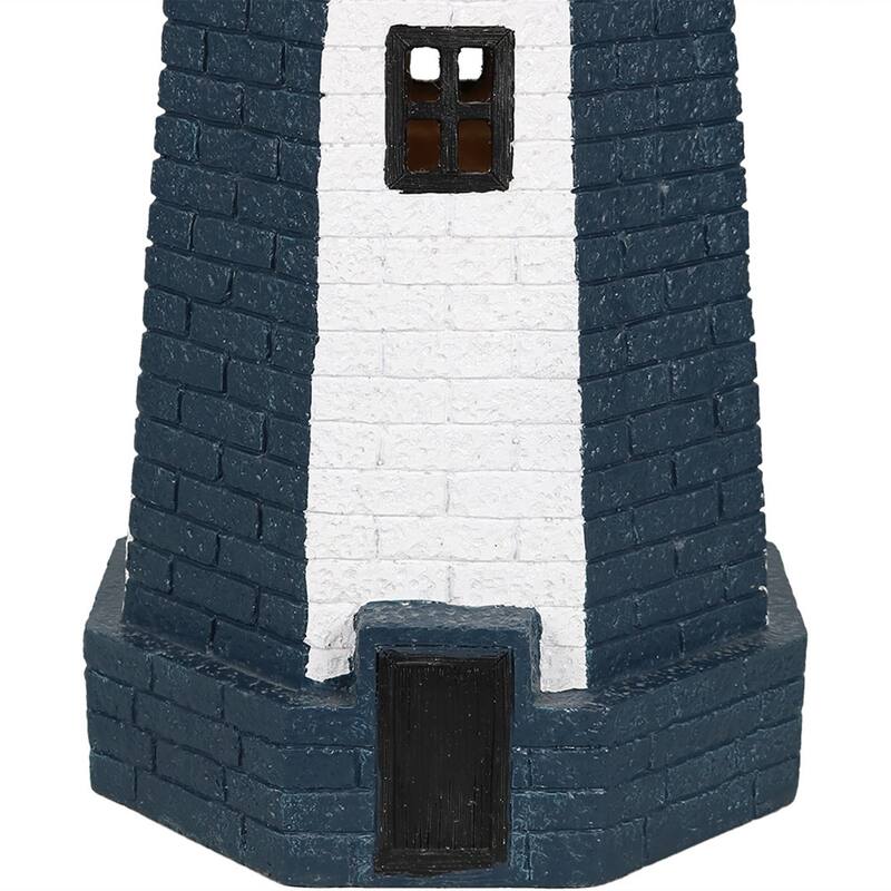 Sunnydaze Solar Striped LED Lighthouse Outdoor Decor - 36" - Blue