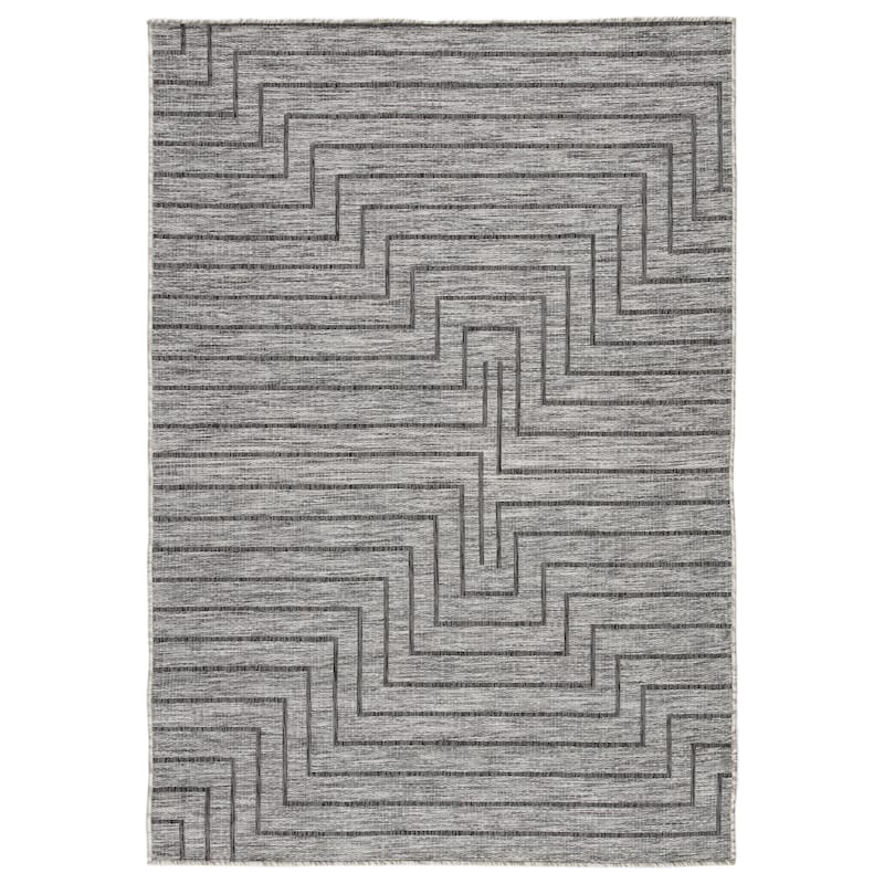 Nikki Chu Xantho Indoor/ Outdoor Geometric Gray Area Rug - 5'3"X7'6"