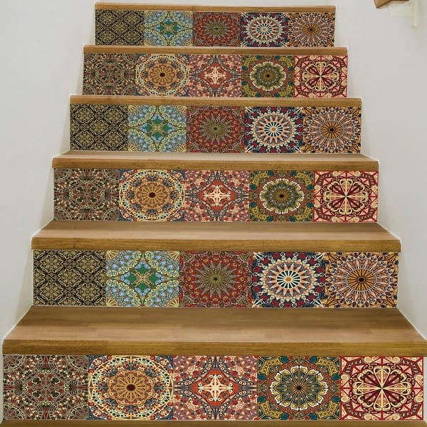 Shop Chezmax 3d Retro Pattern Stair Risers Stickers Set Staircase