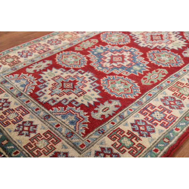 Red Kazak Foyer Rug Handmade Traditional Wool Carpet - 2'9"x 3'11"
