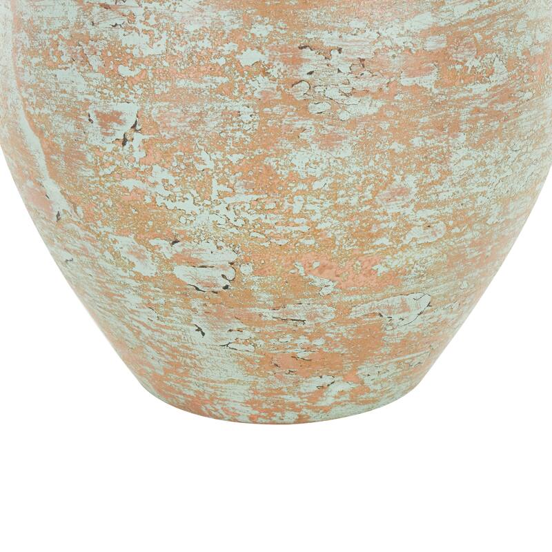 Brown Ceramic Antique Style Textured Patina Decorative Vase