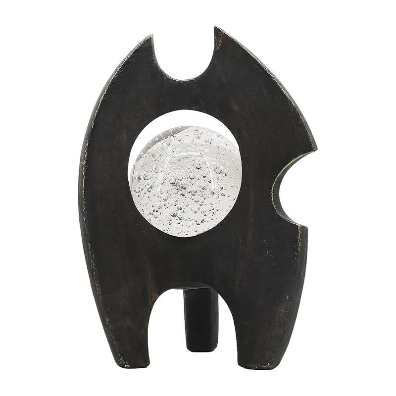 Sagebrook Home Massimo Large 13" Bronze Statuary - Resin and Crystal Decorative Object for Modern Homes - 9" x 7" x 13"