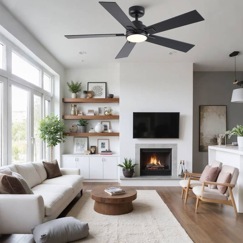 Cusp Barn 52" Modern Ceiling Fan with Light and Remote, LED Integrated Dimmable Reversible DC Motor Ceiling Fan for Living Room