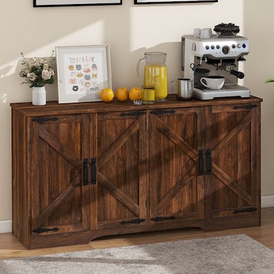 4 Doors Farmhouse Coffee Bar Sideboard Buffet Cabinet with Large Storage