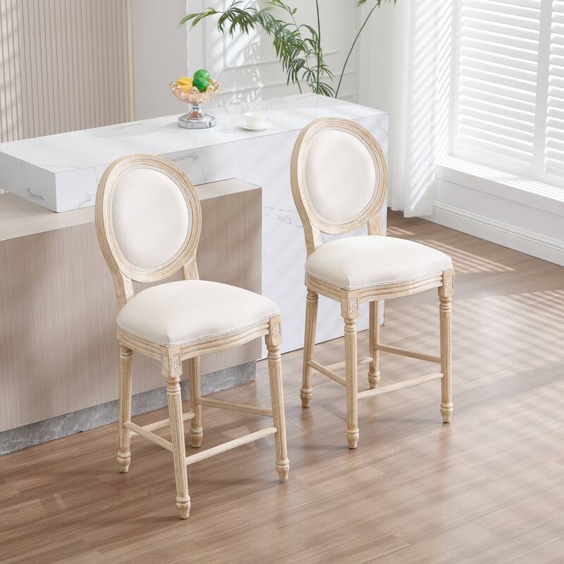 Dining Chairs Set of 2, Upholstered Chairs with Round Back, Wire Drawing and Carving Techniques,Disassemblable