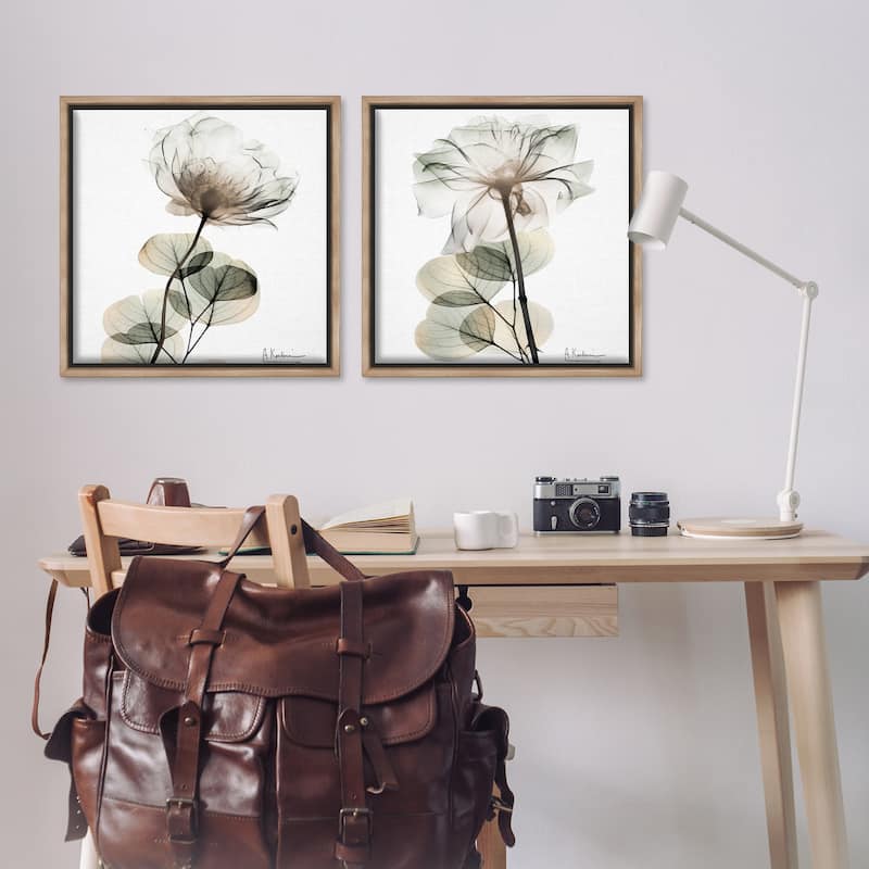 Stupell Cream Transparent Floral Framed Floater Canvas Wall Art Design By Albert Koetsier (Set of 2)