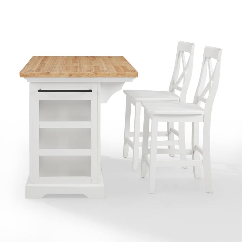 Crosley Julia Wood Top Island With X-Back Stools - 50 "W x	60 "D x	41 "H
