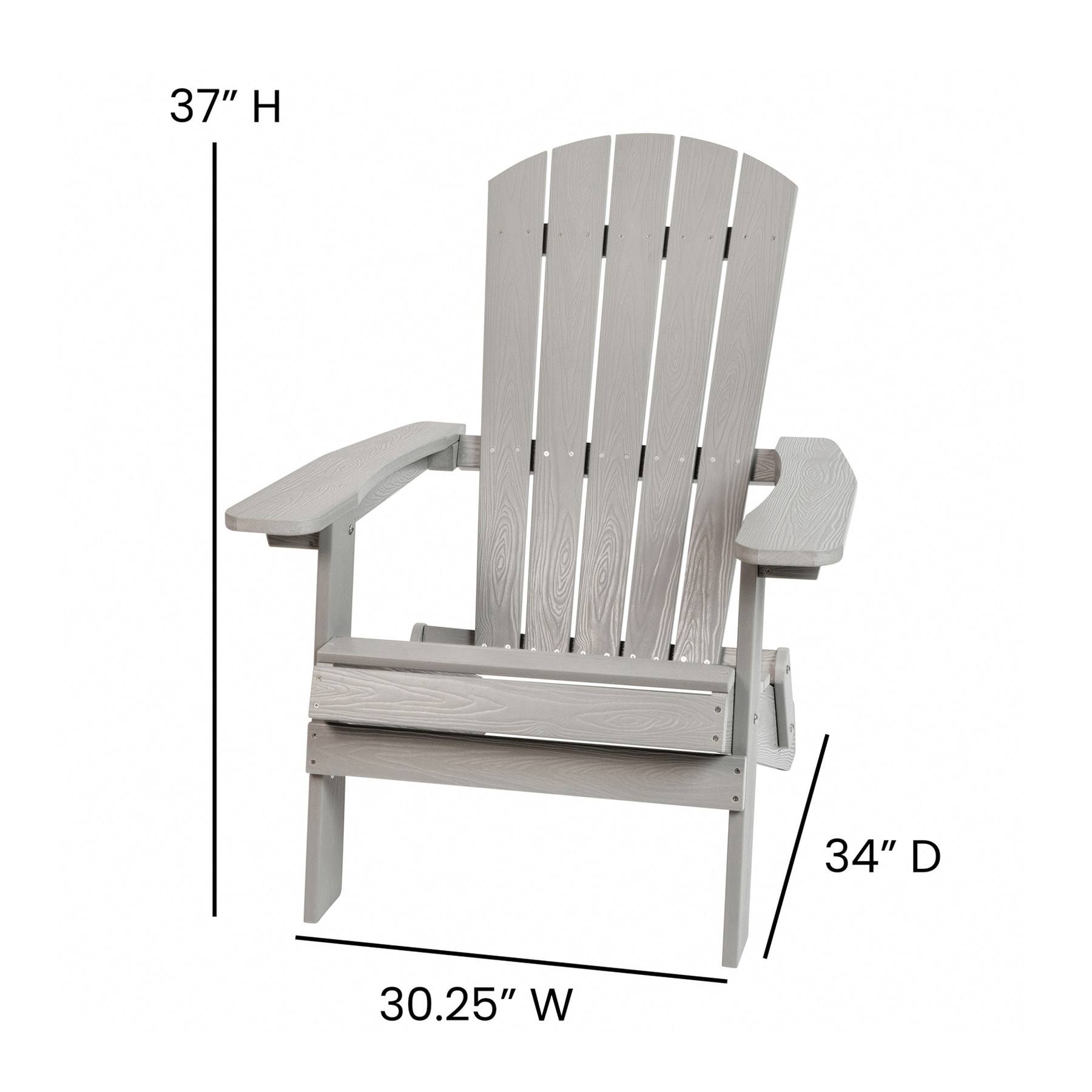 uitglijden Bijwerken zonlicht Offex Charlestown Indoor/Outdoor Folding Adirondack Chair in Gray - 30.25"W  x 34"D x 37"H - Overstock - 35088934