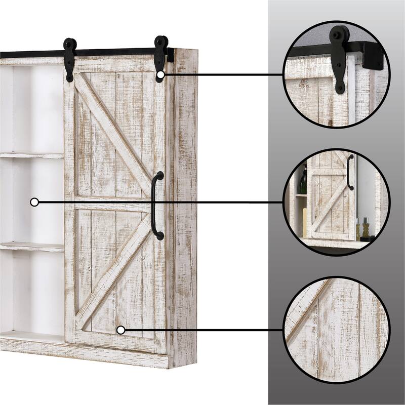 FirsTime & Co. Winona Farmhouse Barn Door Cabinet Mirror, Mirror, 21 x 5.5 x 28 in, American Designed