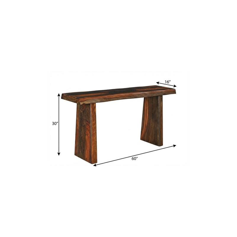 HomeRoots 60" Dark Brown Solid Wood Frame Console Table - 60.00 in. x 30.00 in. x 16.00 in.