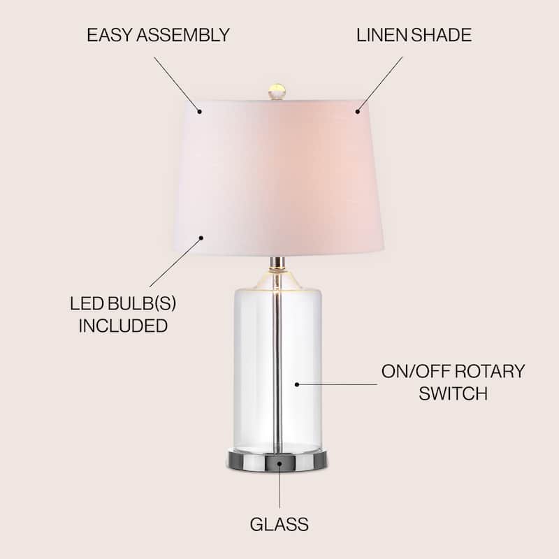 Oslo 25" Glass LED Table Lamp, Clear/Chrome by JONATHAN Y