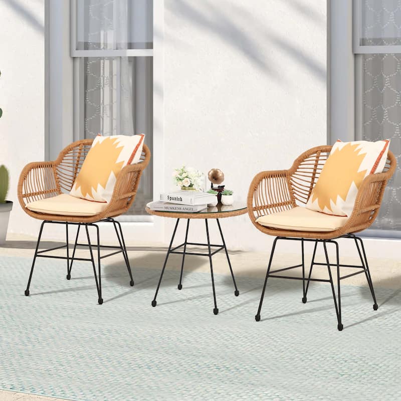 Vrakae Upgraded 3 Piece Outdoor Patio Bistro Set