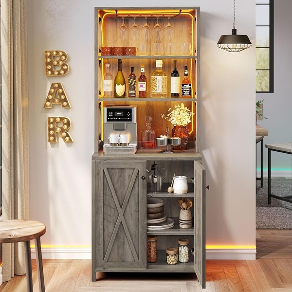 Bar Cabinet for Liquor and Glasses Dining Kitchen Cabinet with Wine Rack On Sale Bed Bath Beyond 37357803