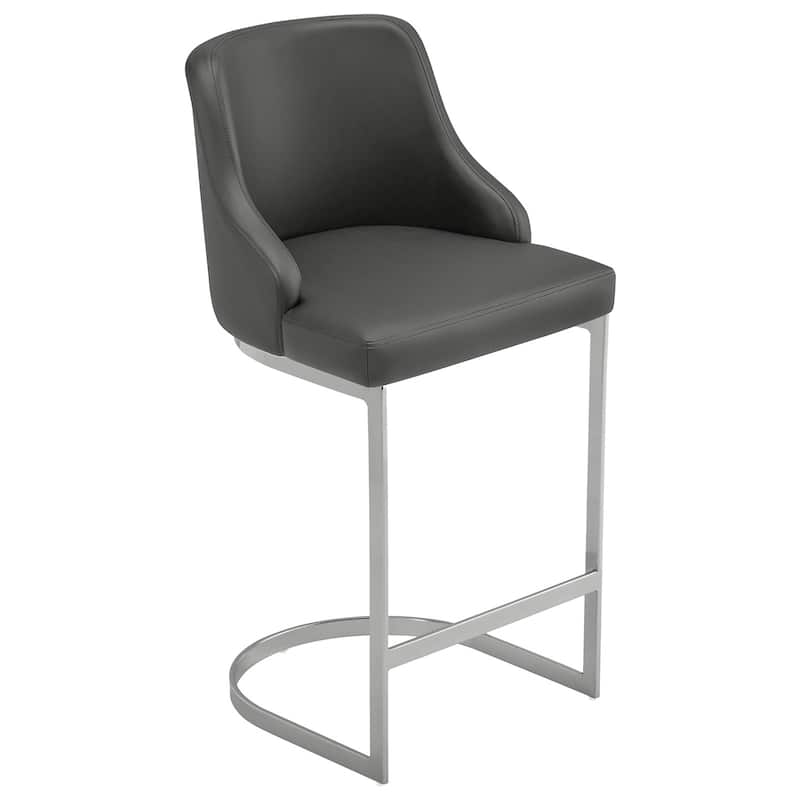 Velvet/ Faux Leather Upholstered Counter Stools, Set of 2 - 18.9"W x 20.5"D x 36.6"H