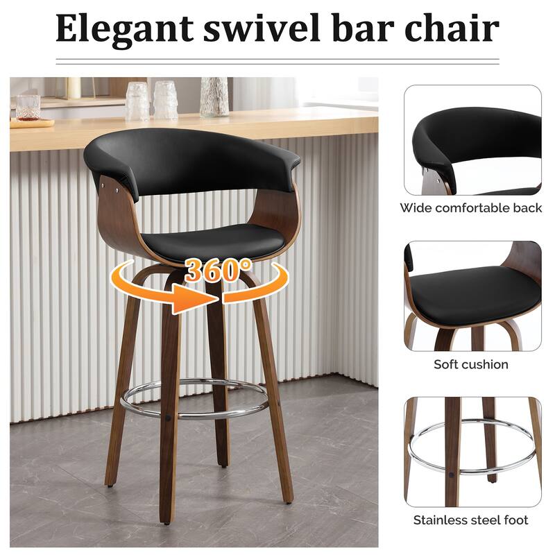Modern Swivel Bar Stools Upholstered Counter Height Stools, Set of 2