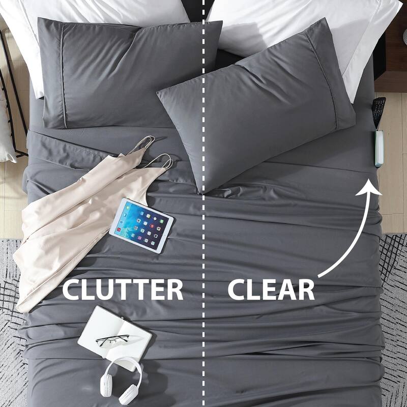 Home Essential Soft Microfiber Smart Sheet Storage Pocket Bedding Sheet Set