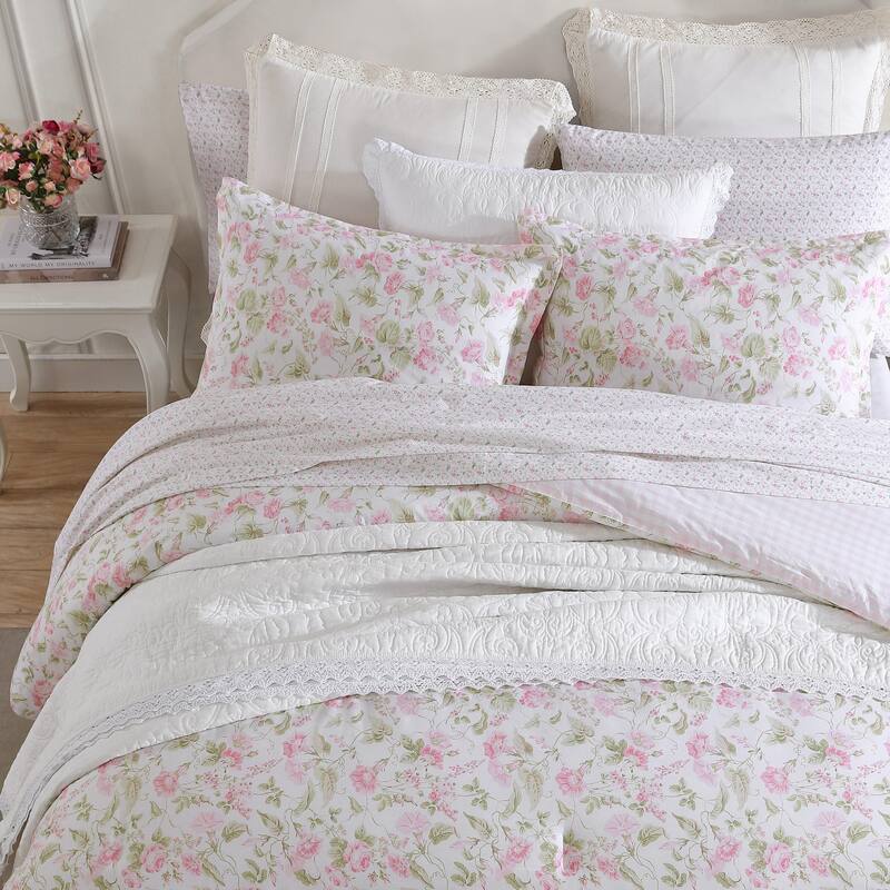 Laura Ashley Morning Gloria Cotton Pink Comforter Set